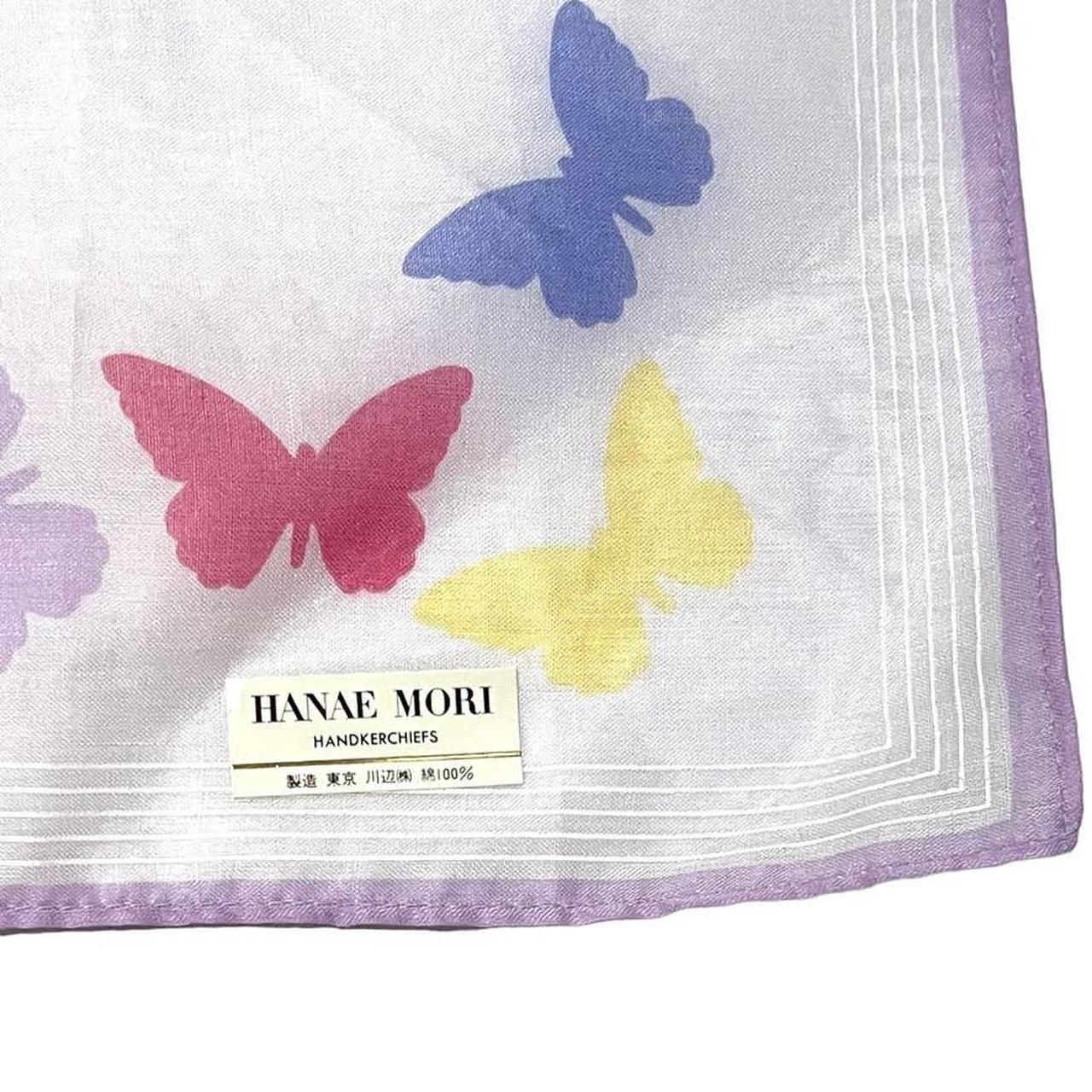 Hanae Mori Vintage Butterfly Gauze Handkerchief...