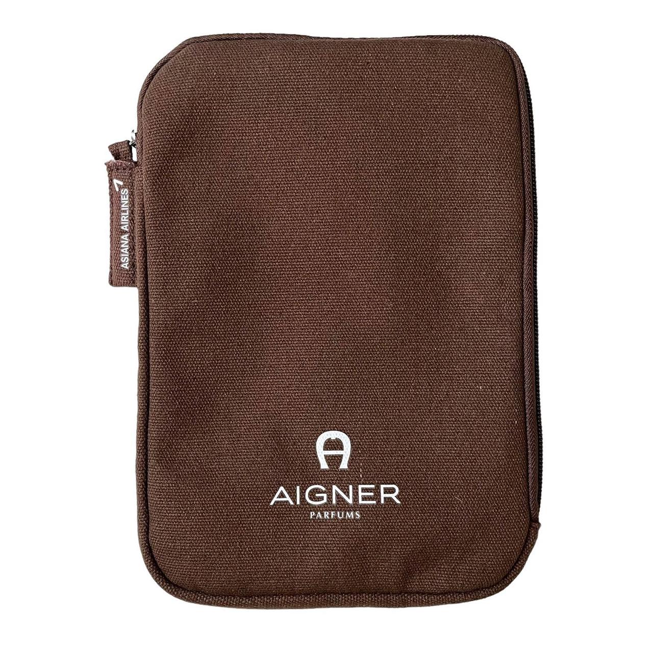 Aigner Parfums Brown Zip Around Pouch Asiana Depop