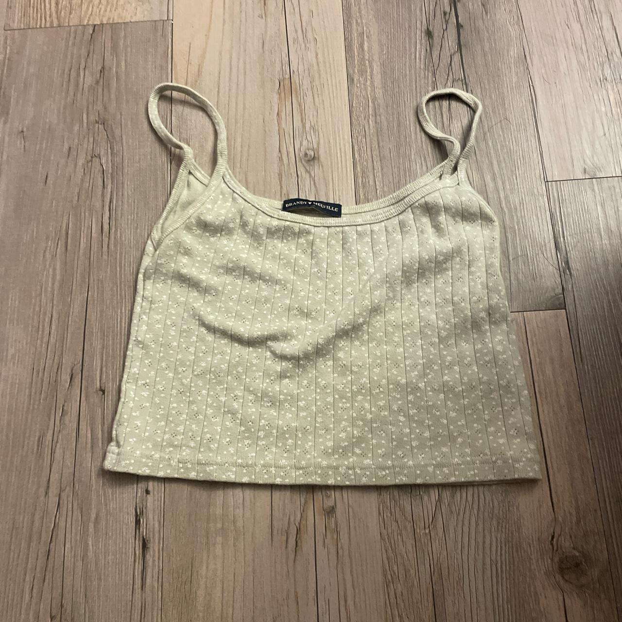 Light green Brandy Melville floral crop top Depop