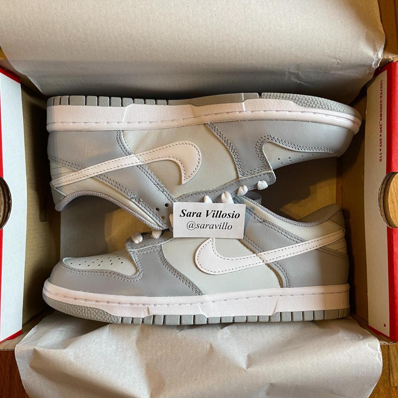 Nike Dunk Low Two-Toned Grey (GS) Cond: DS Size: ... - Depop