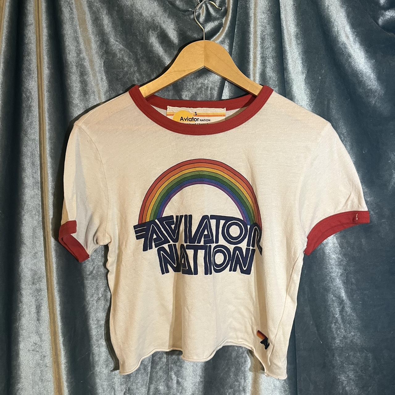 Aviator Nation ringer crop top! Made in California,... - Depop