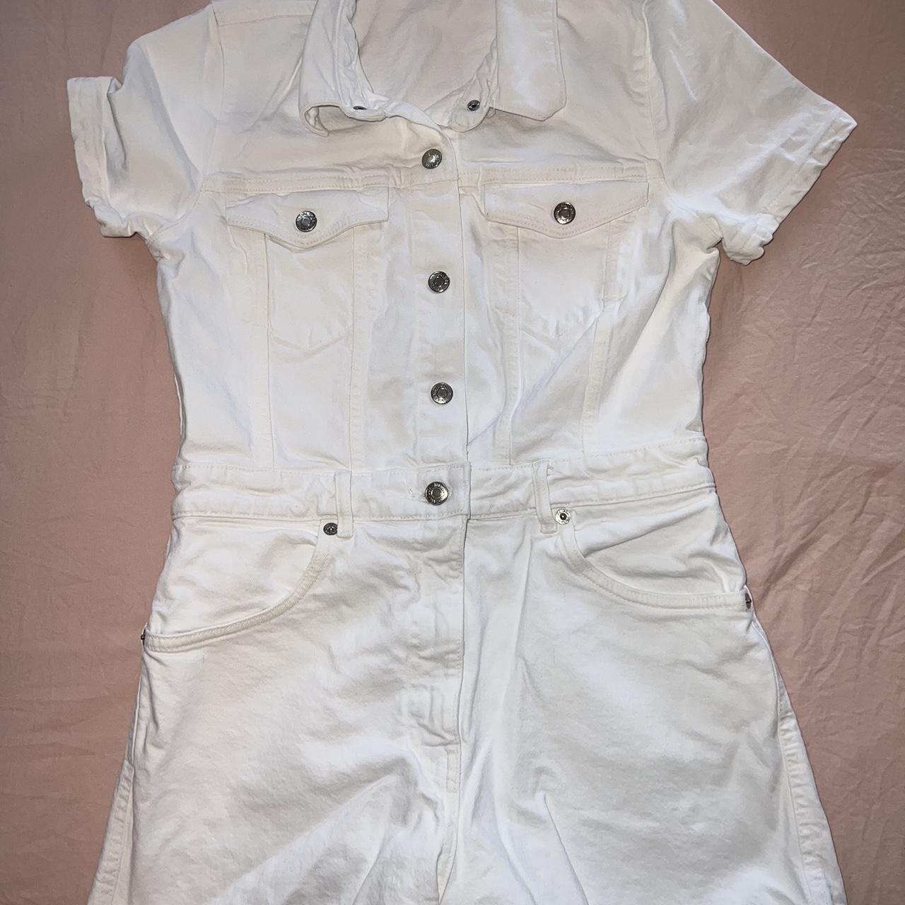 Zara Women's White Jumpsuit Depop