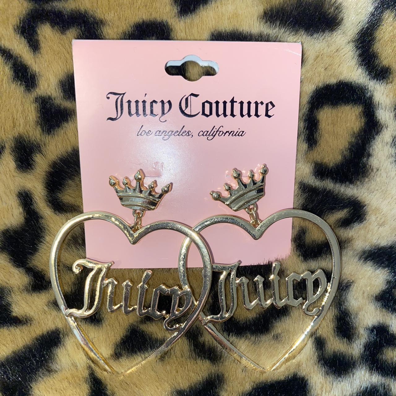 Juicy Couture☆Gold Tone Logo Heart Shaped ピアス【UK発】 Juicy Couture Gold Tone Heart Stud Earrings with Cubic