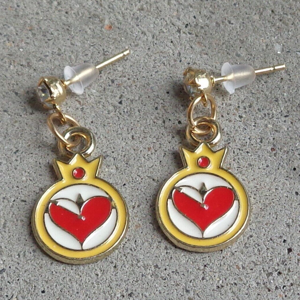 Red Hearts Love Earrings, Earrings Gold Heart Red Drop