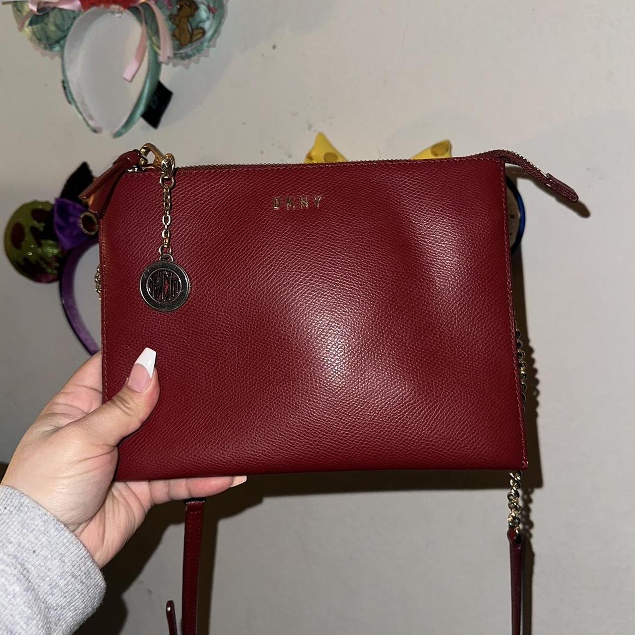 DKNY crossbody bag used before RED LEATHER Depop