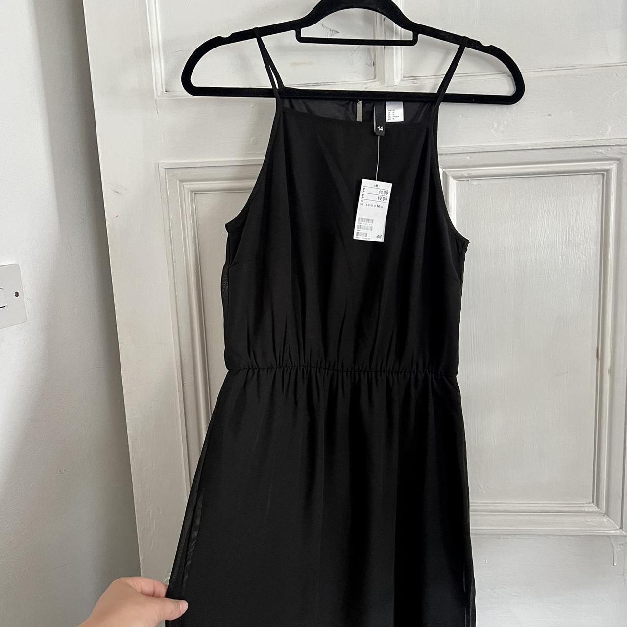 Black full length dress, never worn, H&M size 14.... - Depop