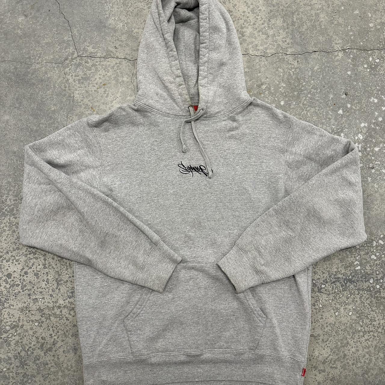 Supreme grey hoodie Flaws shown in pics Message for... - Depop