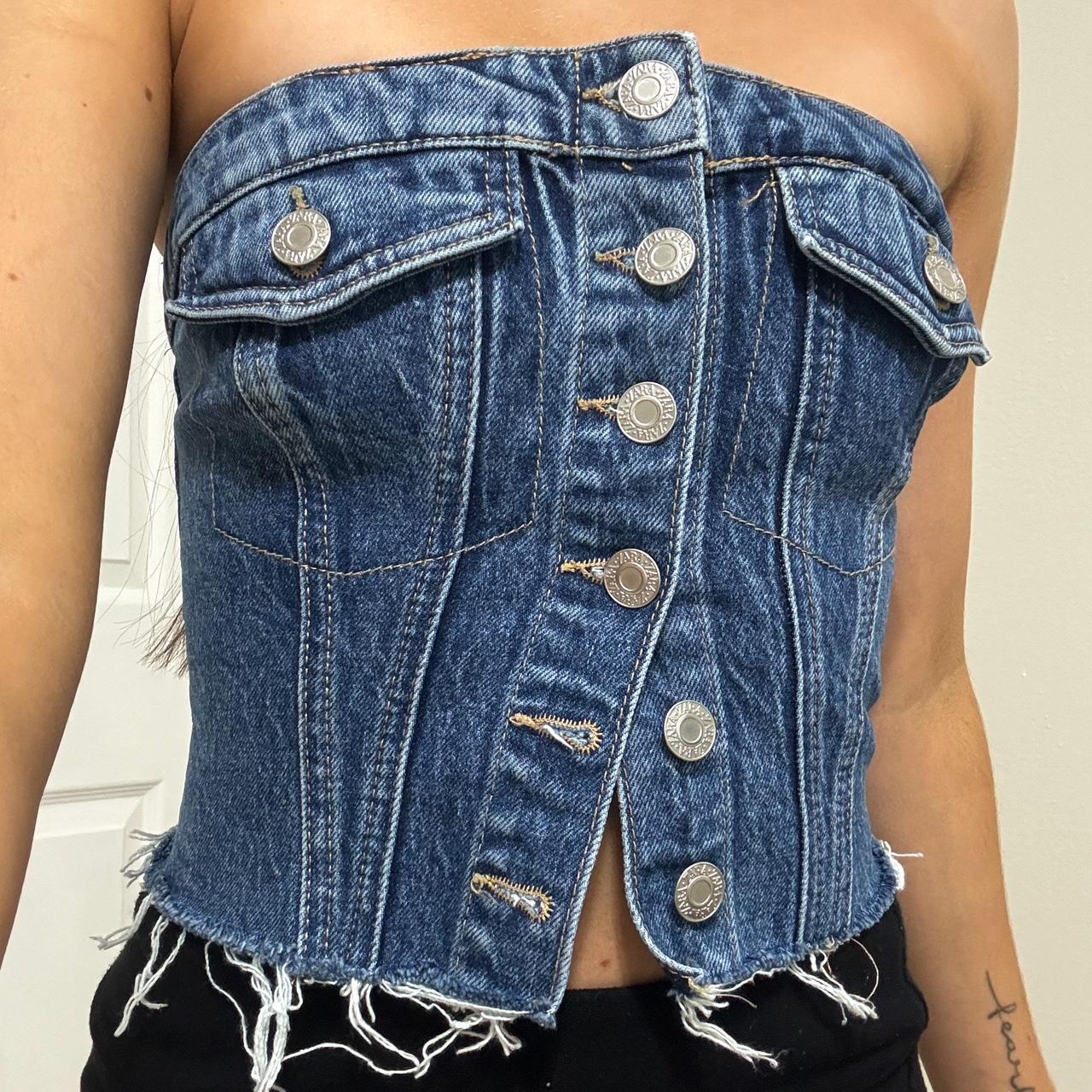Zara denim corset top! - size xs can also fit xxs - - Depop