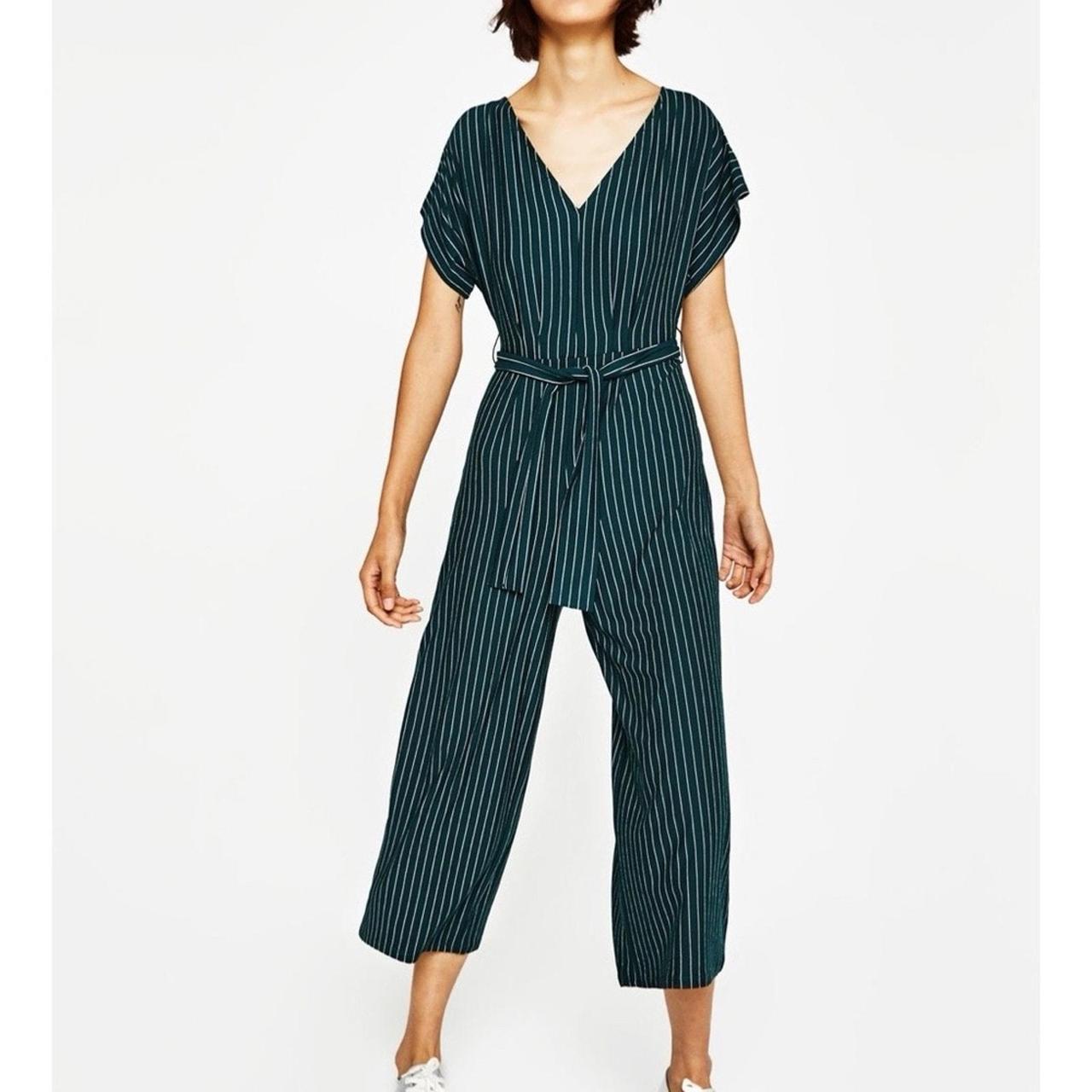 Striped tie waist jumpsuit on sale