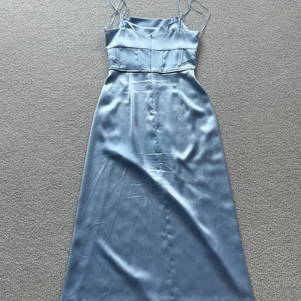 Zara Blue Silk Midi Dress Depop 8139