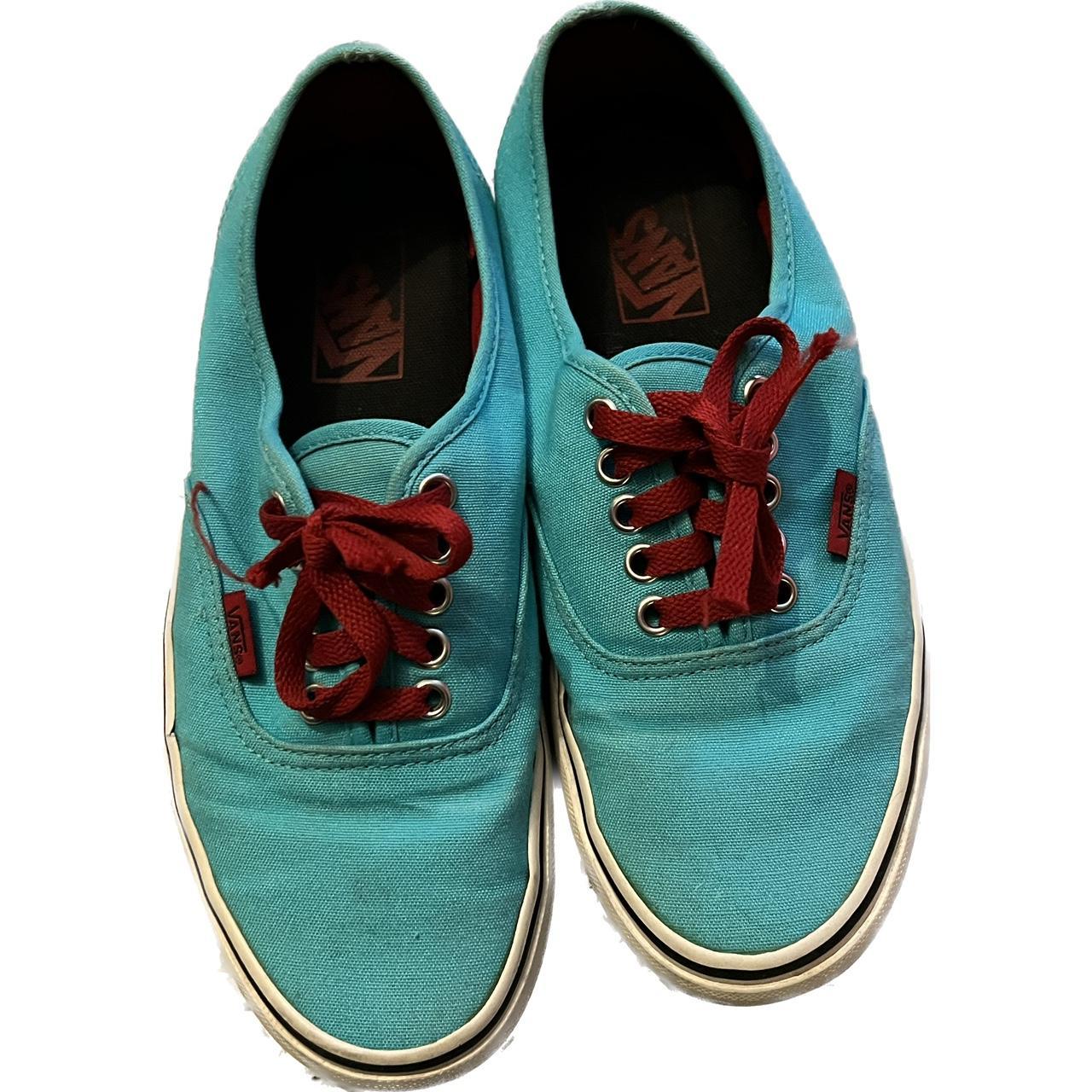 Teal and red vans Authentics Size 7 mens women s 9 Depop