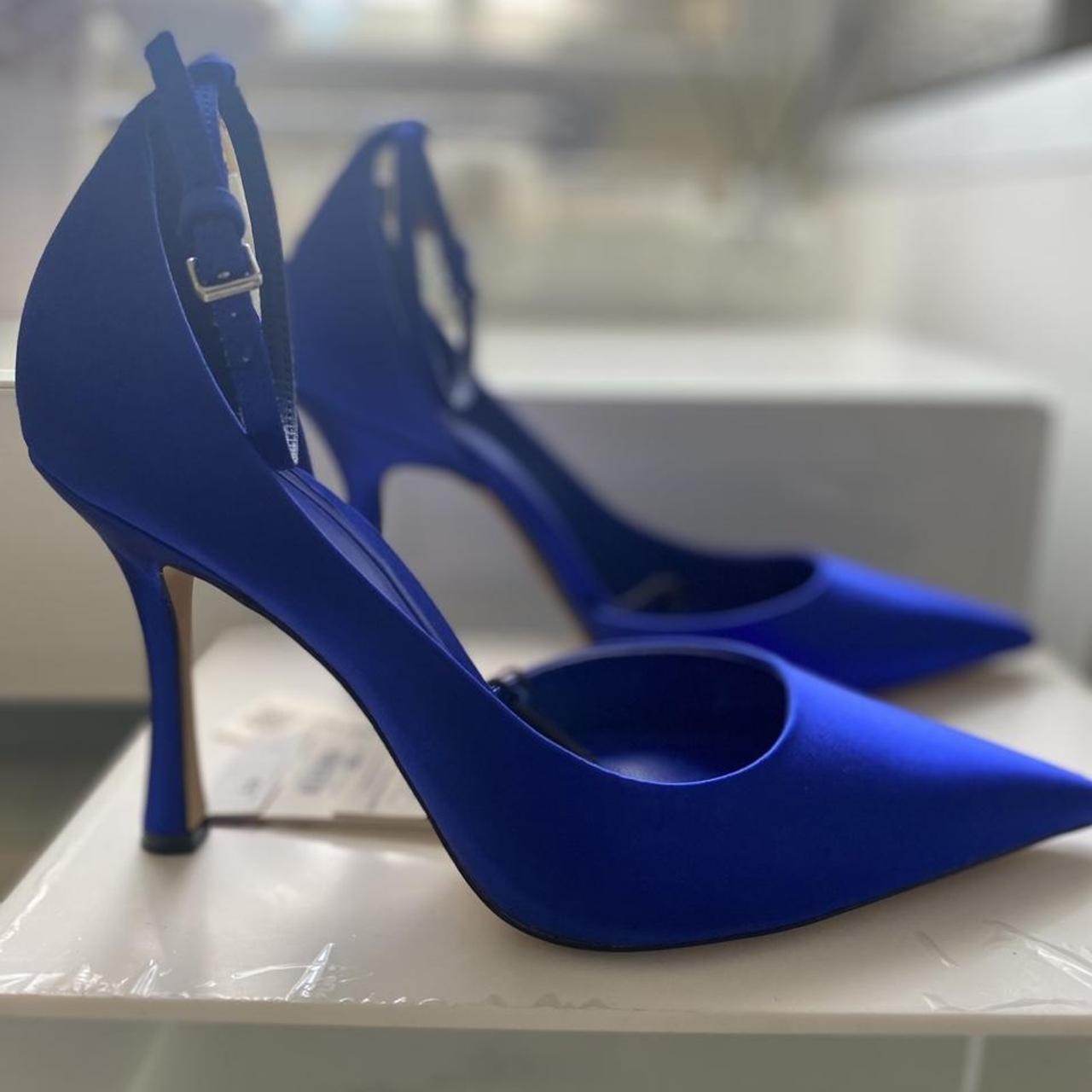 Royal blue stiletto heels. Stunning satin heels with... - Depop