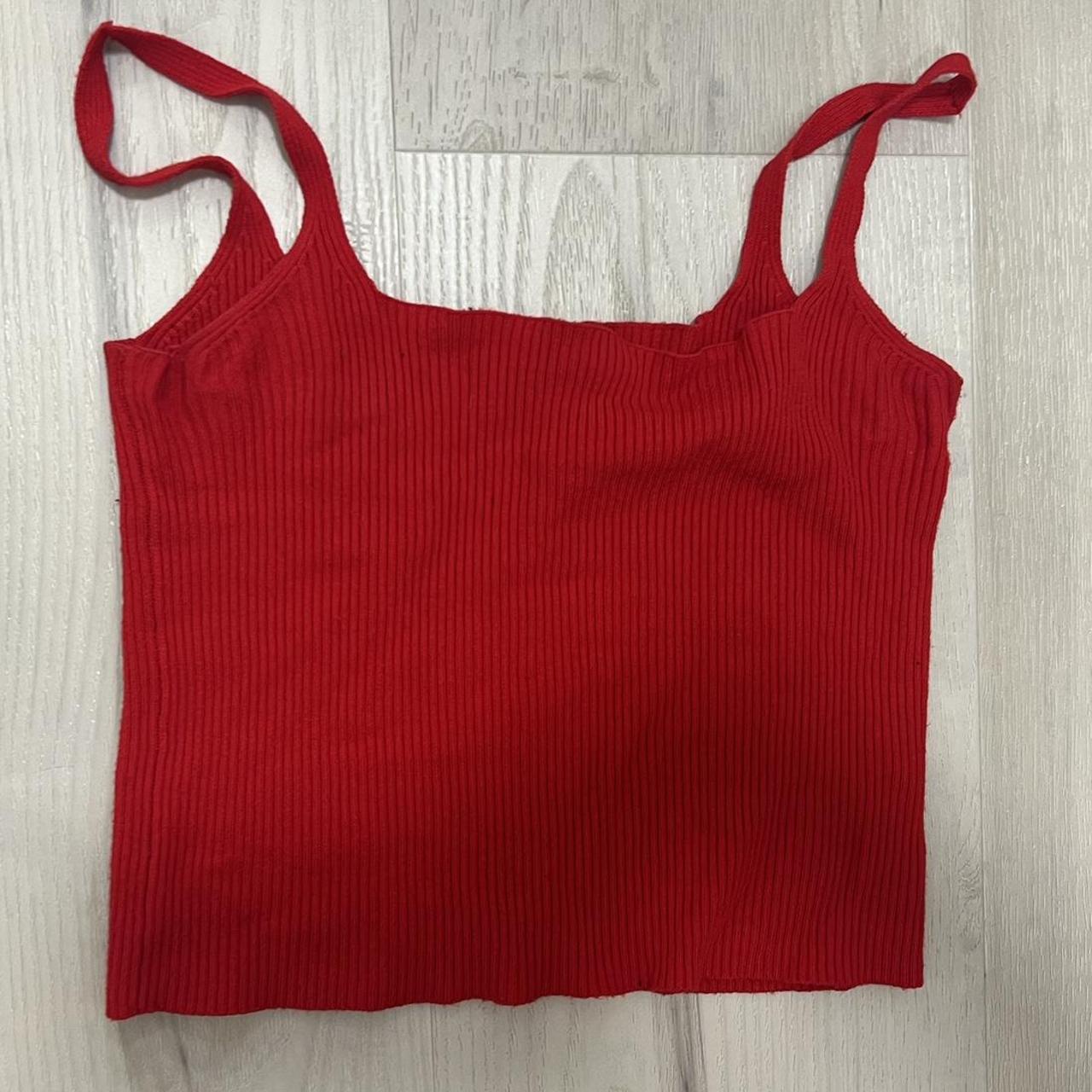 Red Brandy Melville cropped tank top - one size - Depop