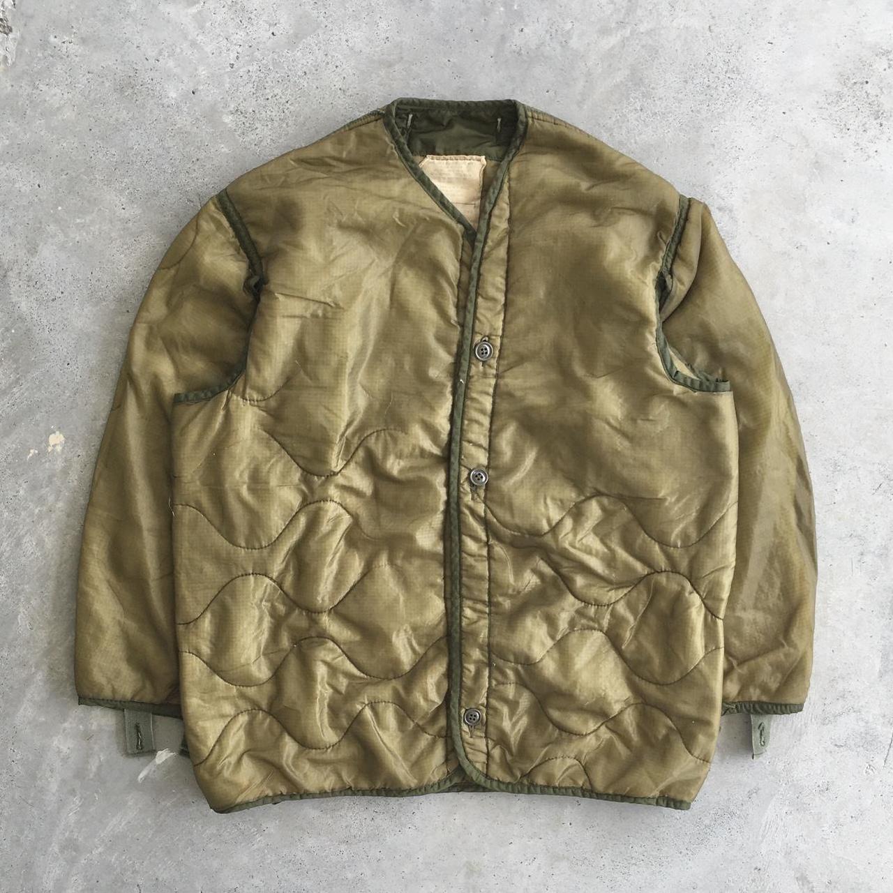 Vintage faded worn military puffer army surplus... - Depop