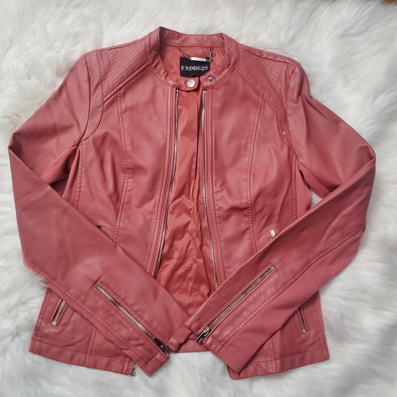 Express pink 2025 leather jacket