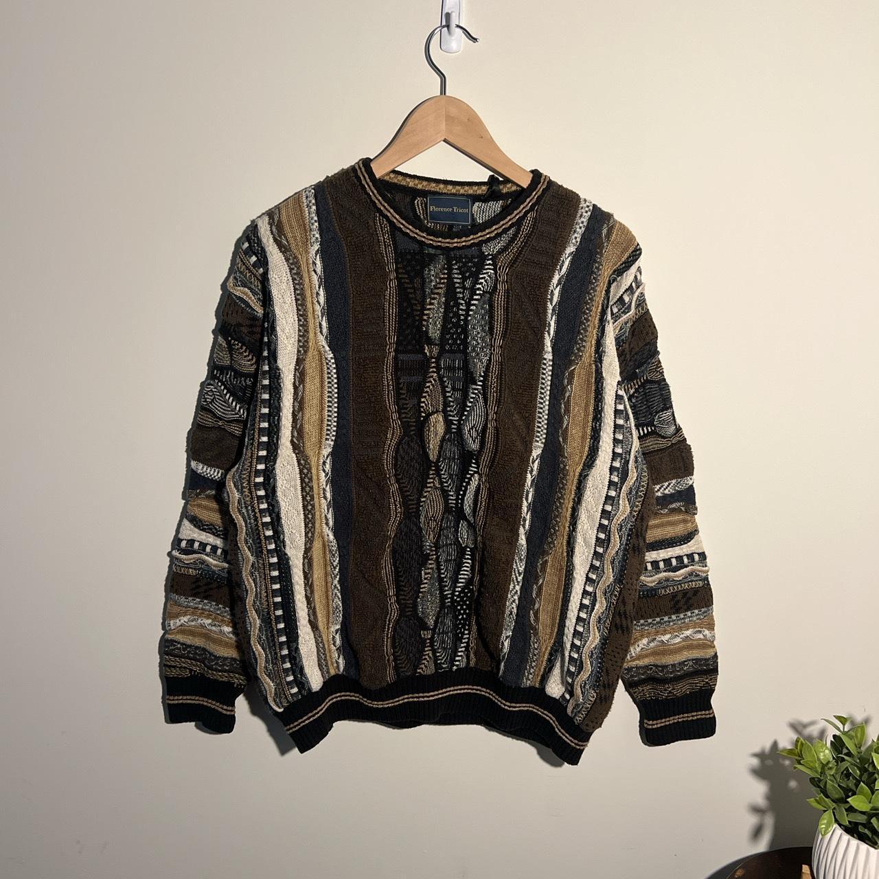 Vintage 90s coogi esque 3d textured sweater, size... - Depop