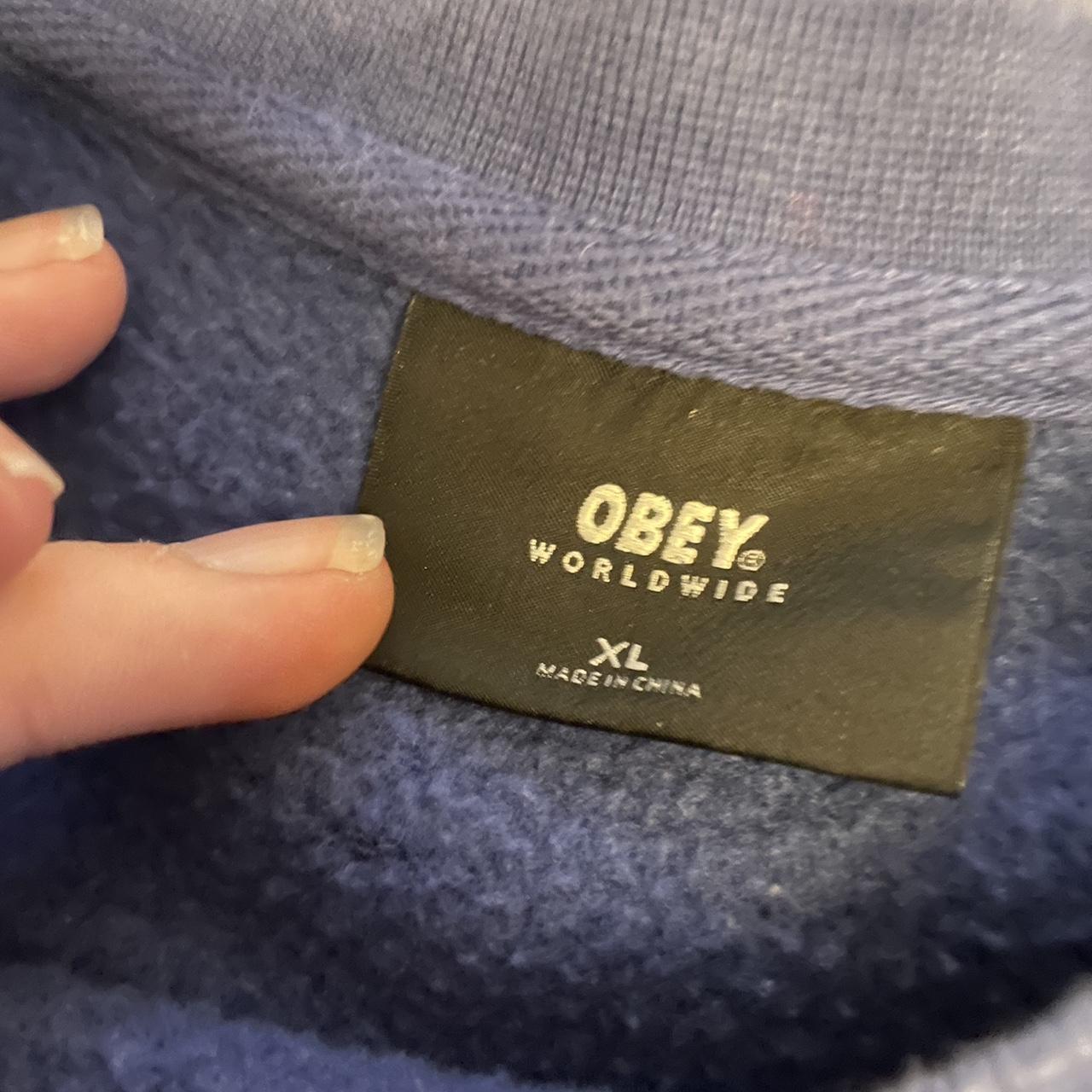 Obey Women's Blue and Red Sweatshirt (2)