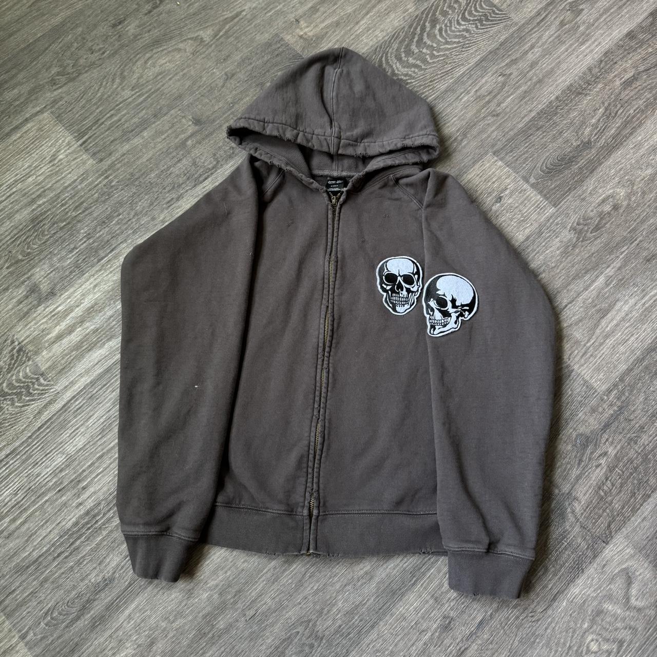 Number Nine Double Skull Zip Hoodie ‘Brown’ , Size... - Depop