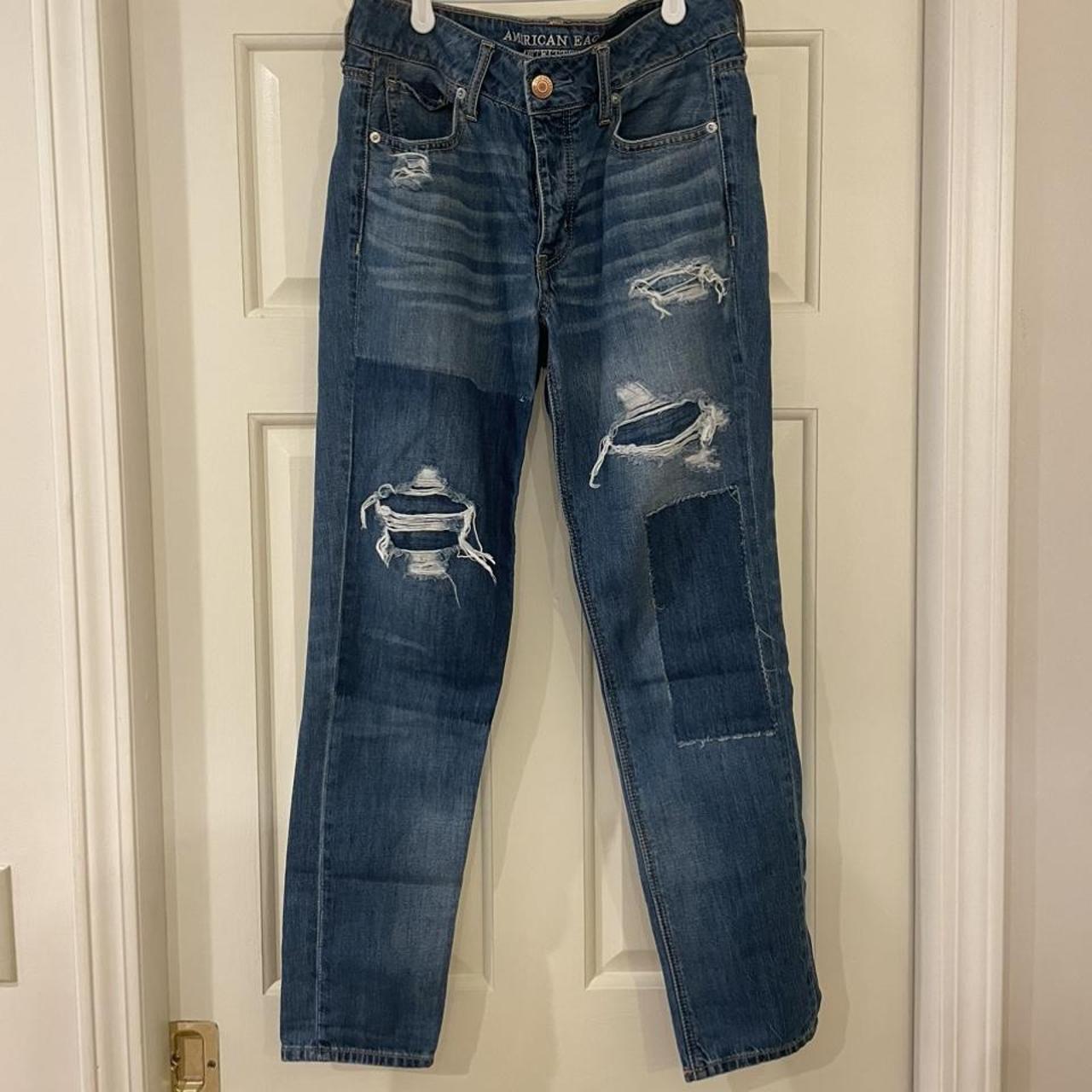 American Eagle distressed / patchwork jeans. Size 2... - Depop