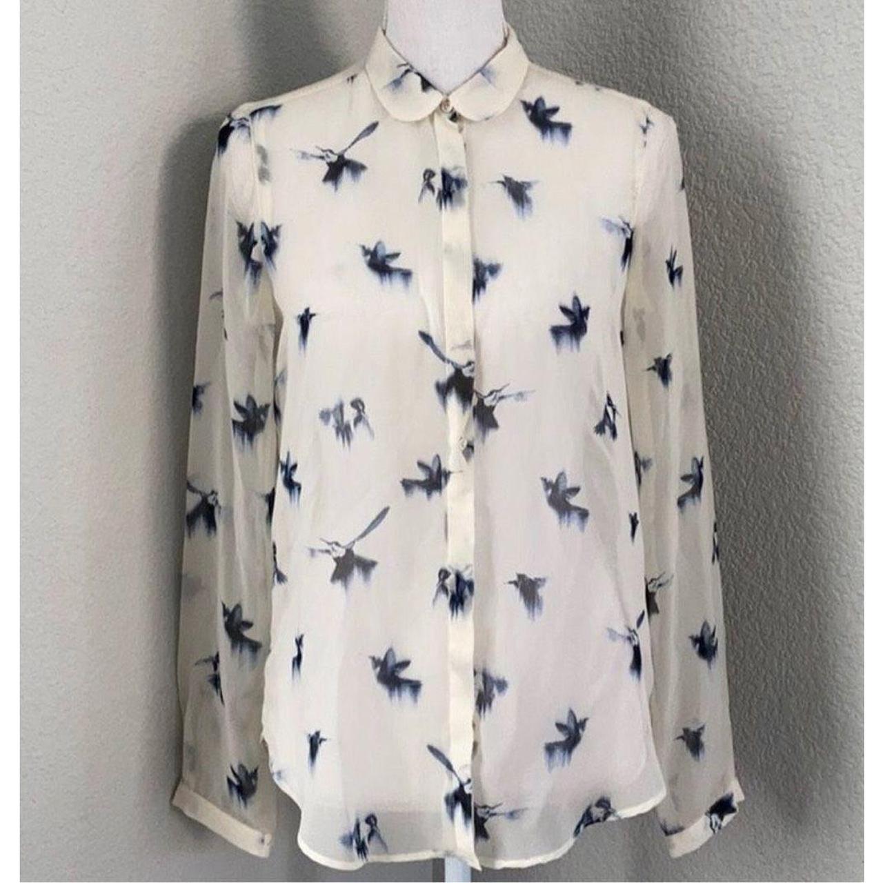 hummingbird print blouse