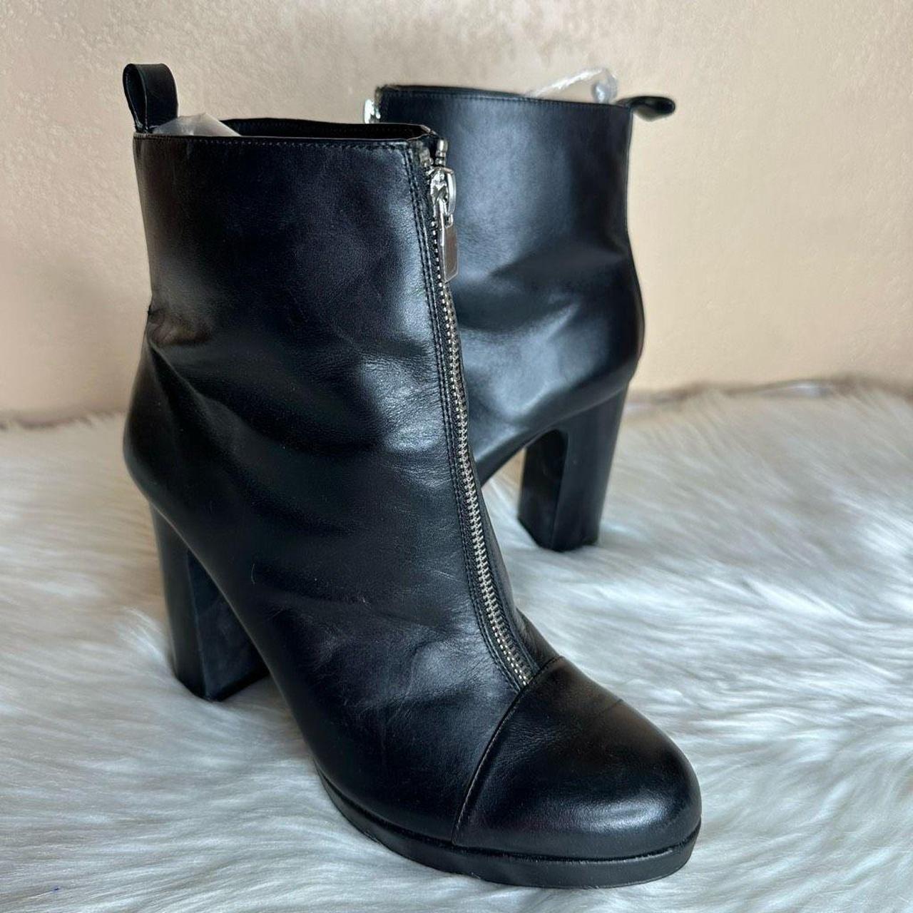 Zara Black Zip Front Ankle Boots Size