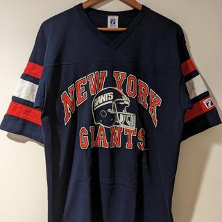 Vintage 90s Logo 7 New York Giants jacket in blue. - Depop