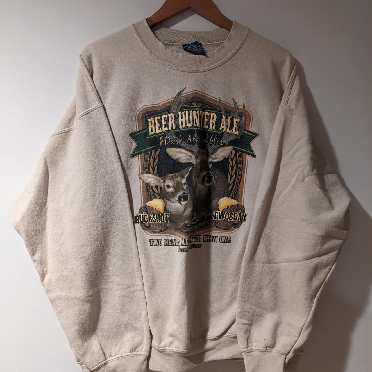 The Mountain Men's Cream and Black Sweatshirt Depop