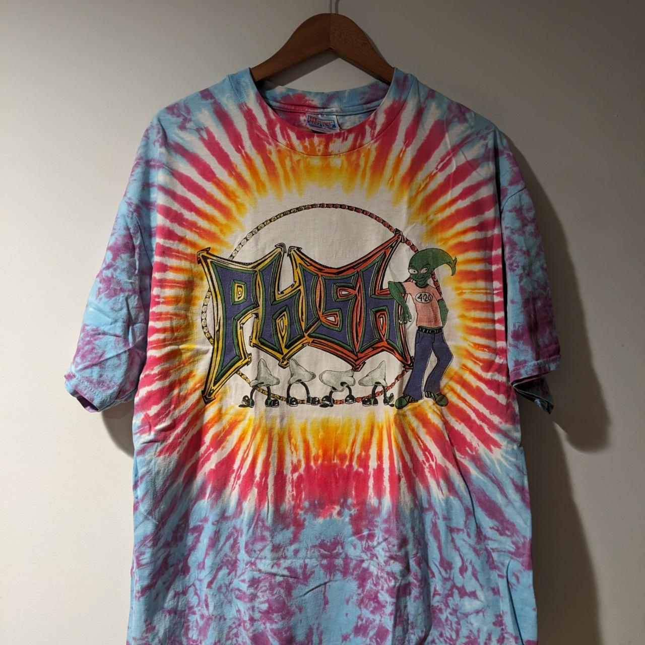 Vintage 1996 Phish 420 Alien Phall Tour X-Large Tie... - Depop