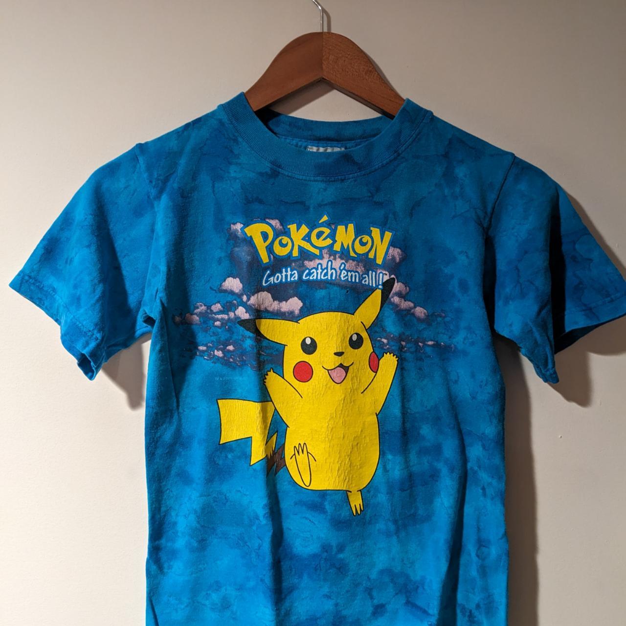 Vintage Y2K Pokemon Pikachu Nintendo Blue Tie Dye... - Depop