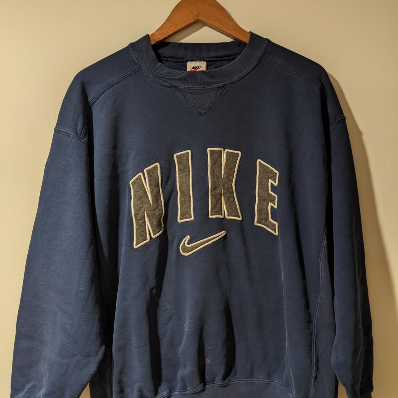 Vintage 90s Nike Arch Logo Swoosh Blue Medium... - Depop