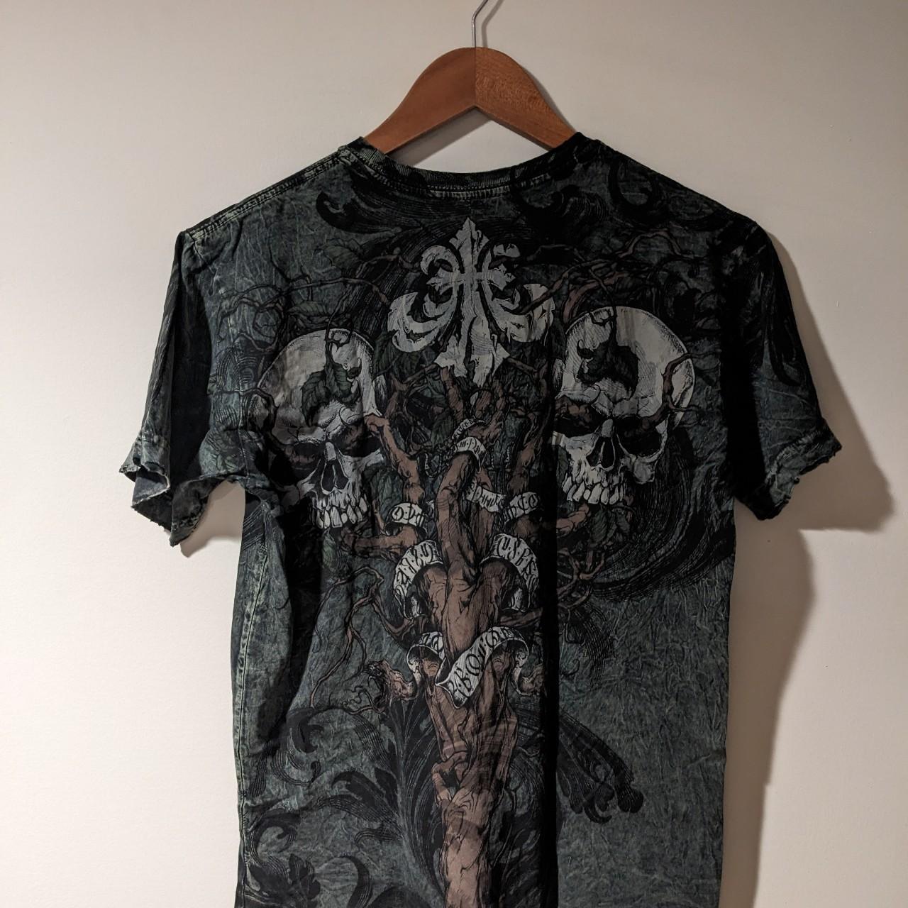 Vintage Affliction Skull Forest Woods Black