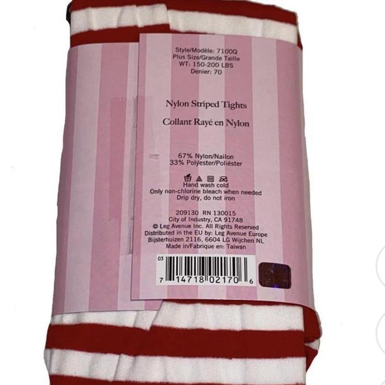 Leg Avenue Women's Nylon Striped Tights, White/Red, One Size : Leg