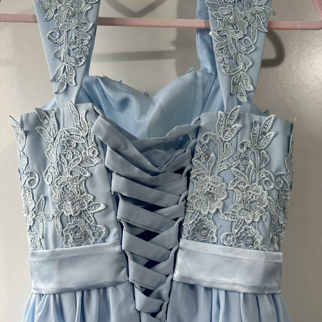 Prom/bridesmaid dress in baby blue. Full length... Depop