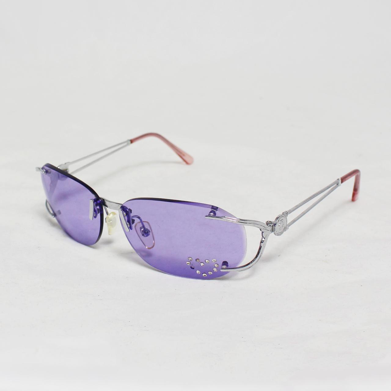 Purple metal rimless sunglasses y2K glam... - Depop