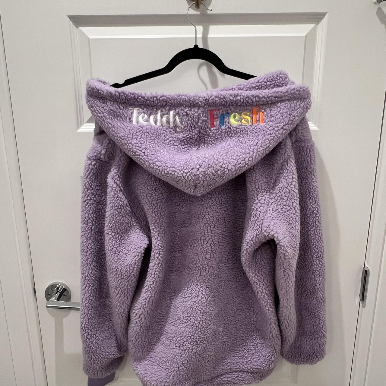 Lilac sherpa half zip embroidered hoodie and | Depop Lilac sherpa half zip embroidered hoodie and | Depop