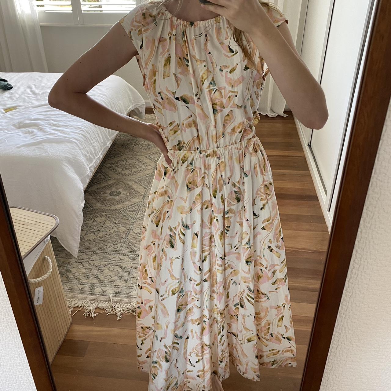 Witchery Peach Pleated Dress Witchery Gold Linen Nylon Strapless