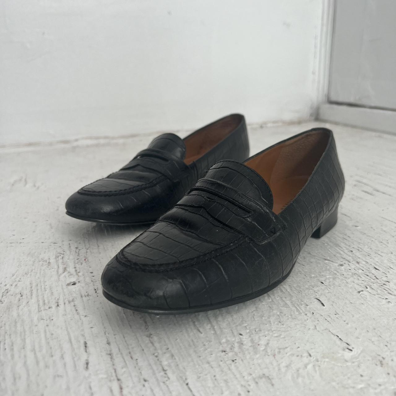 Vintage Ralph Lauren black leather loafers. Size 6... - Depop