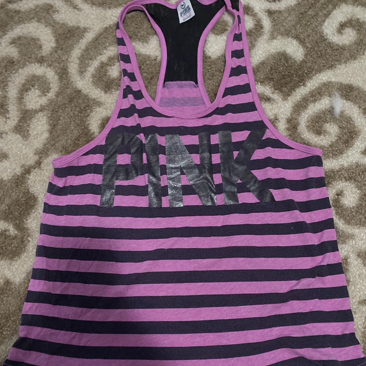 Vintage Victoria Secret Pink striped tank top -fits - Depop