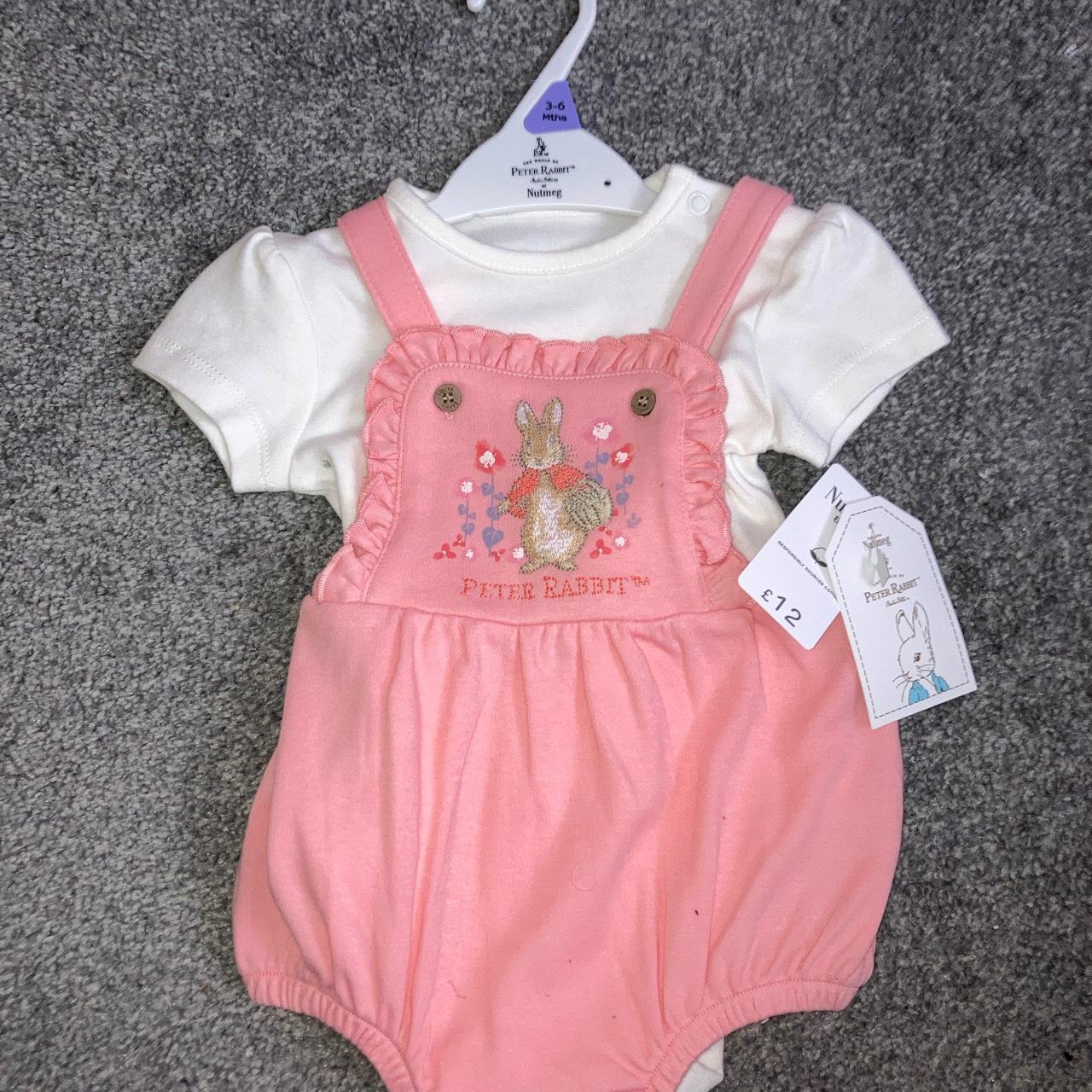 2 piece peter rabbit dungarees romper and tshirt;... Depop