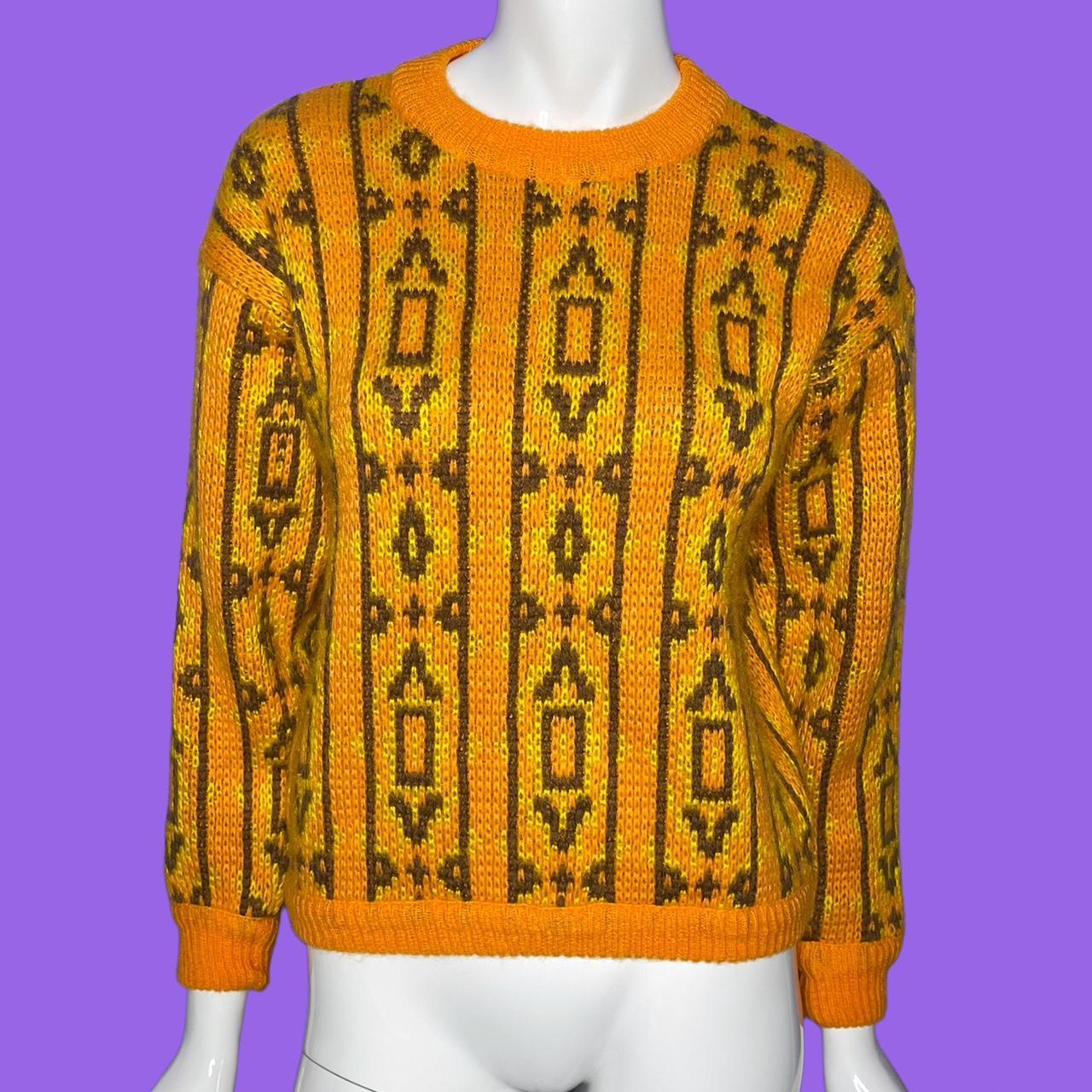 Vintage 90s retro funky mohair knit sweater!🍊 love... - Depop