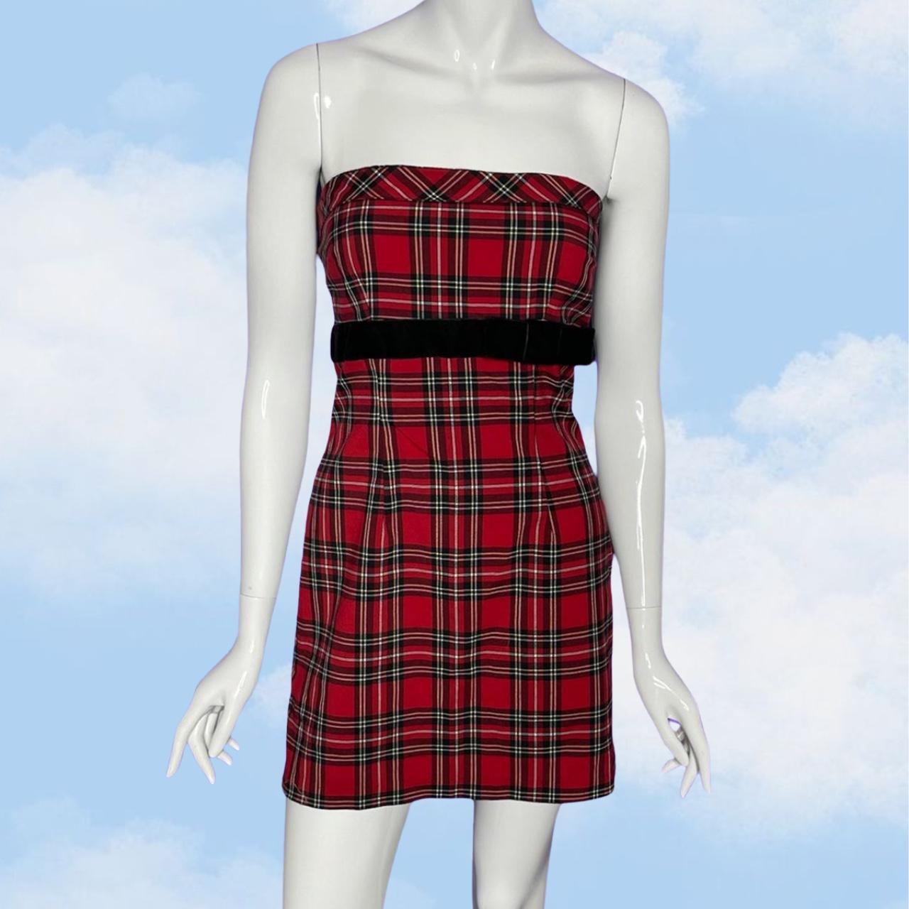 Vintage 2000s Tartan Plaid tube style mini dress Depop