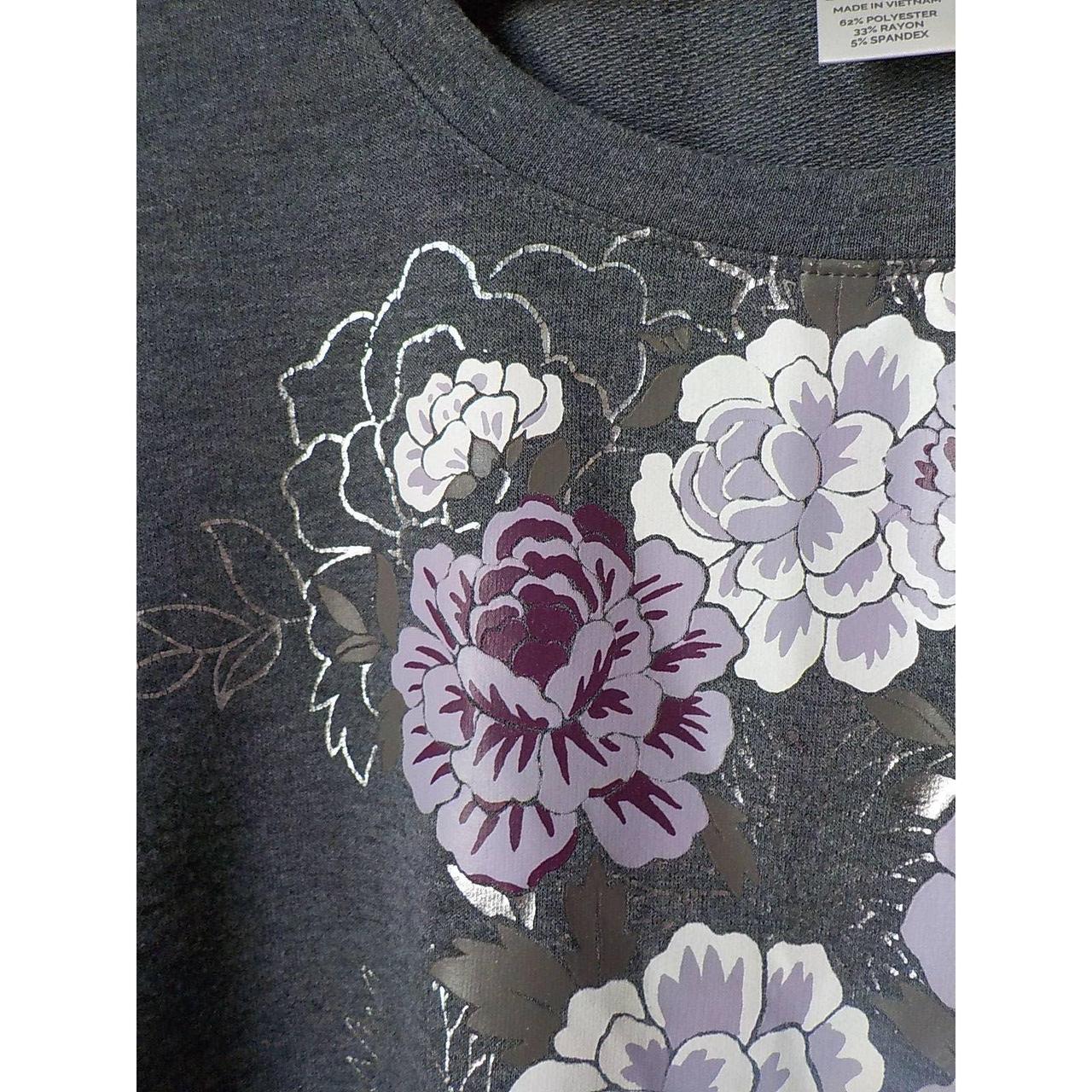 Terra Sky , Gray Floral Ligth Sweatshirt Top , Women