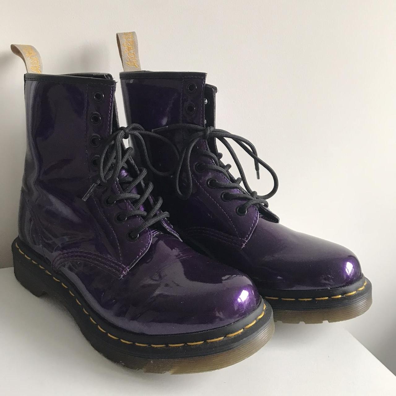 Dr Martens Vegan Leather Purple Boots. Size 6 UK,... - Depop