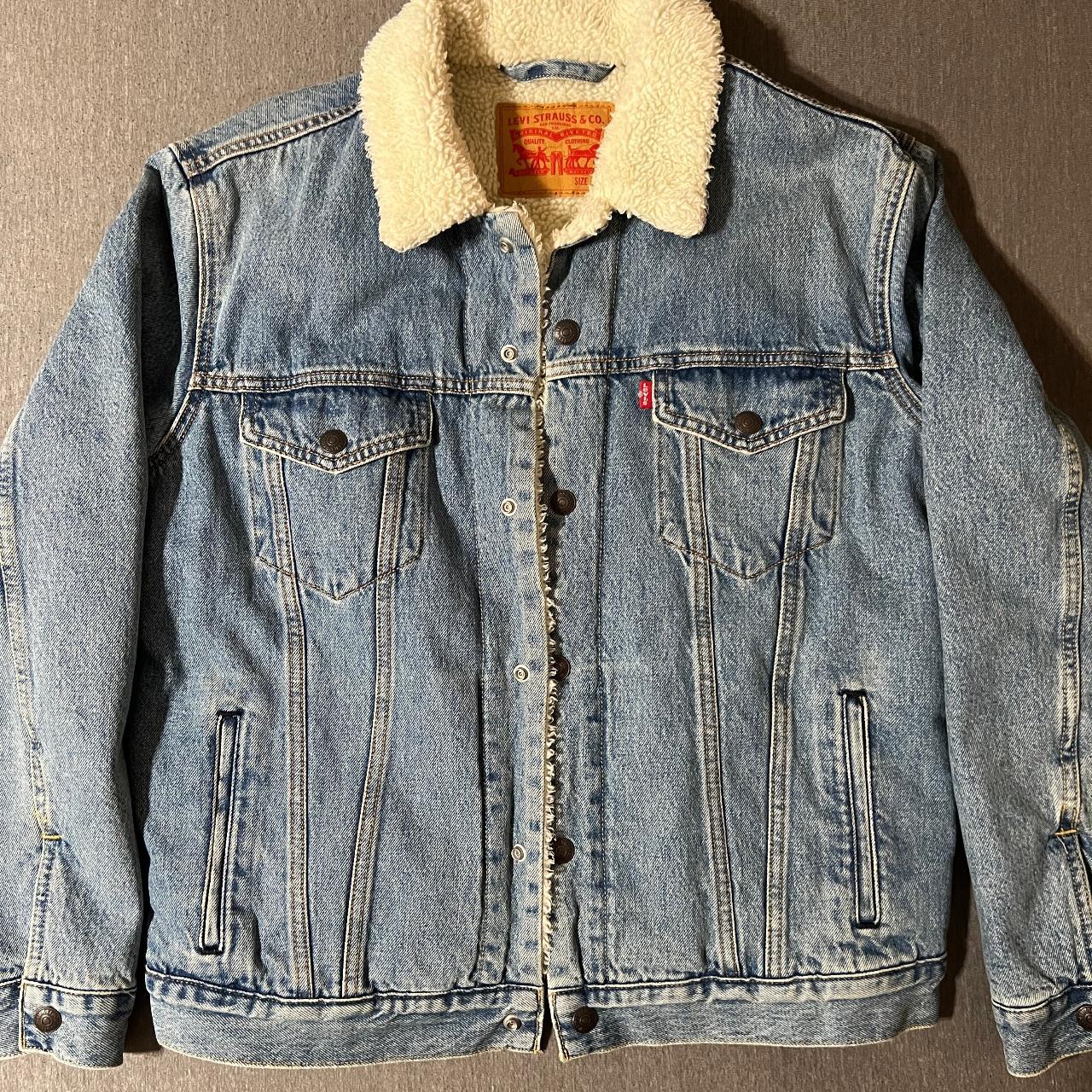 Brand new unworn Levi's sherpa lined jacket - Size M... - Depop