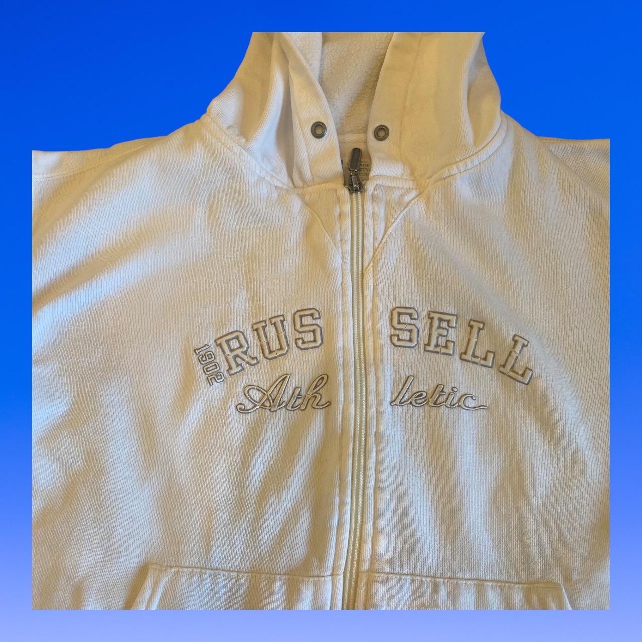 Russell Athletic Women's White Hoodie Depop