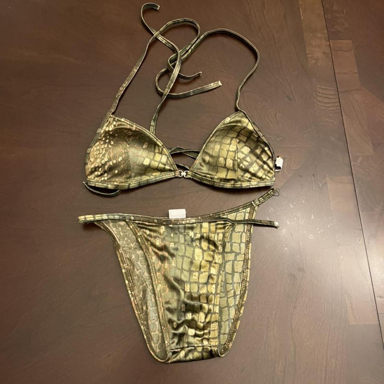 Women's Green and Khaki Bikinisandtankinisets Depop