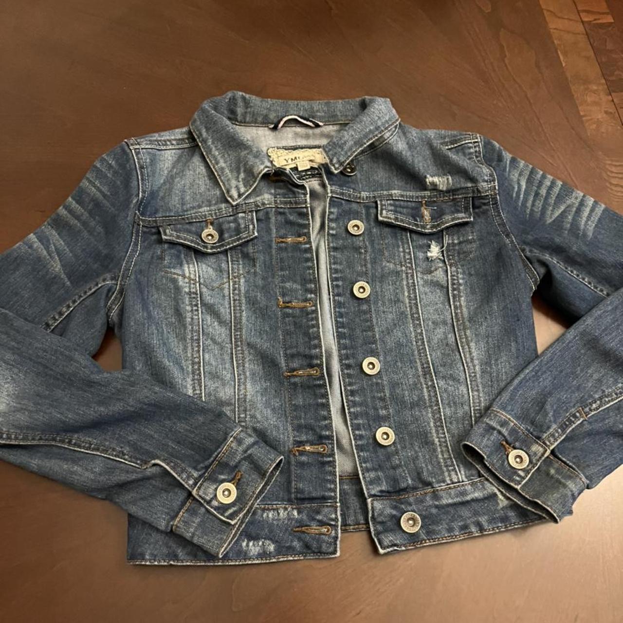 y2k denim jacket💙 Such a cute distressed y2k denim... - Depop