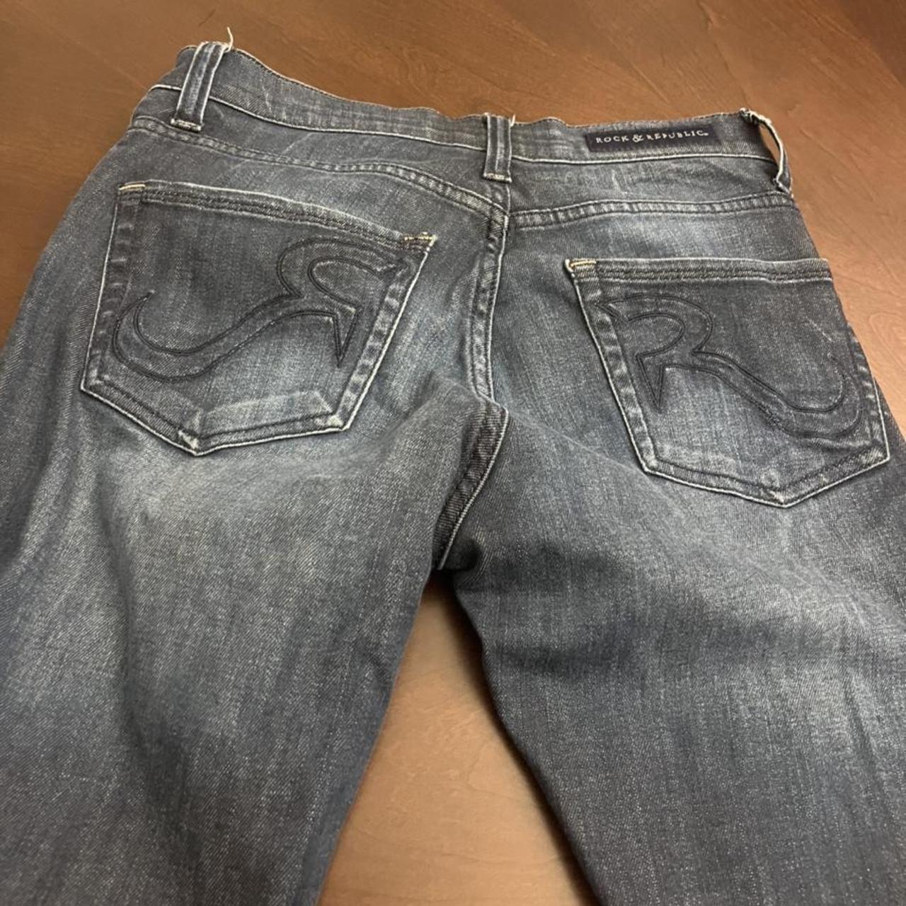 Rock and Republic Women's Navy Jeans Depop