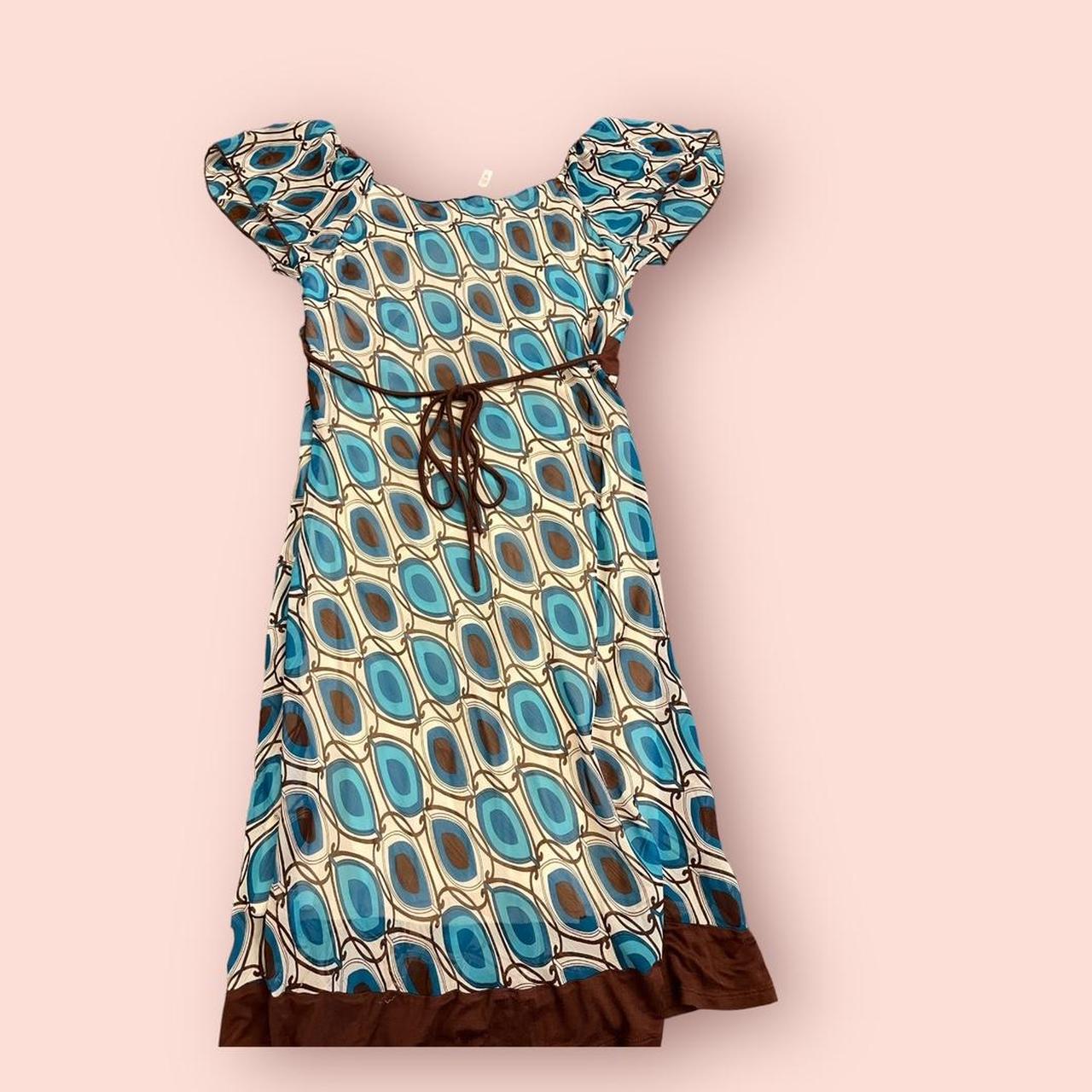 Rue 21 Women's Blue and Brown Dress Depop