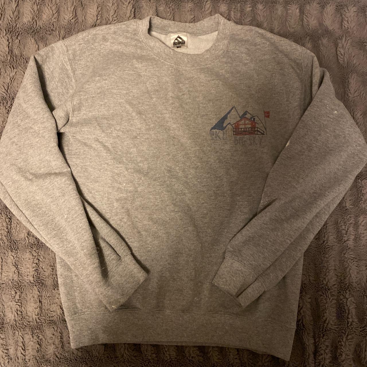 Grey big sky, Montana crewneck. Paint stains in... - Depop